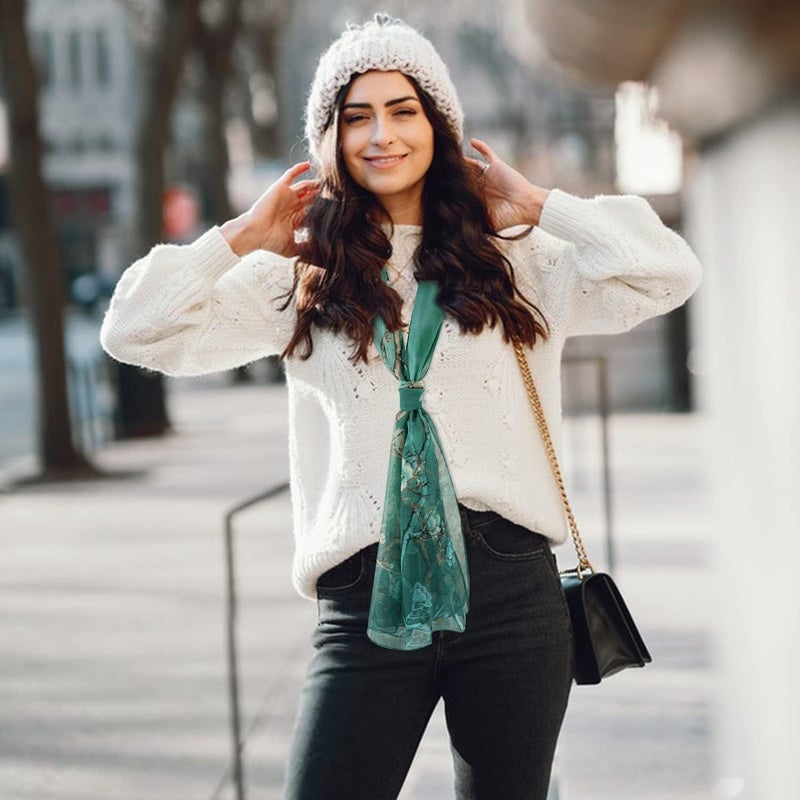E-Clover Herebuy - Unique Women's Floral Scarves: Chiffon Flowers & Birds Printed Scarf - Image 2